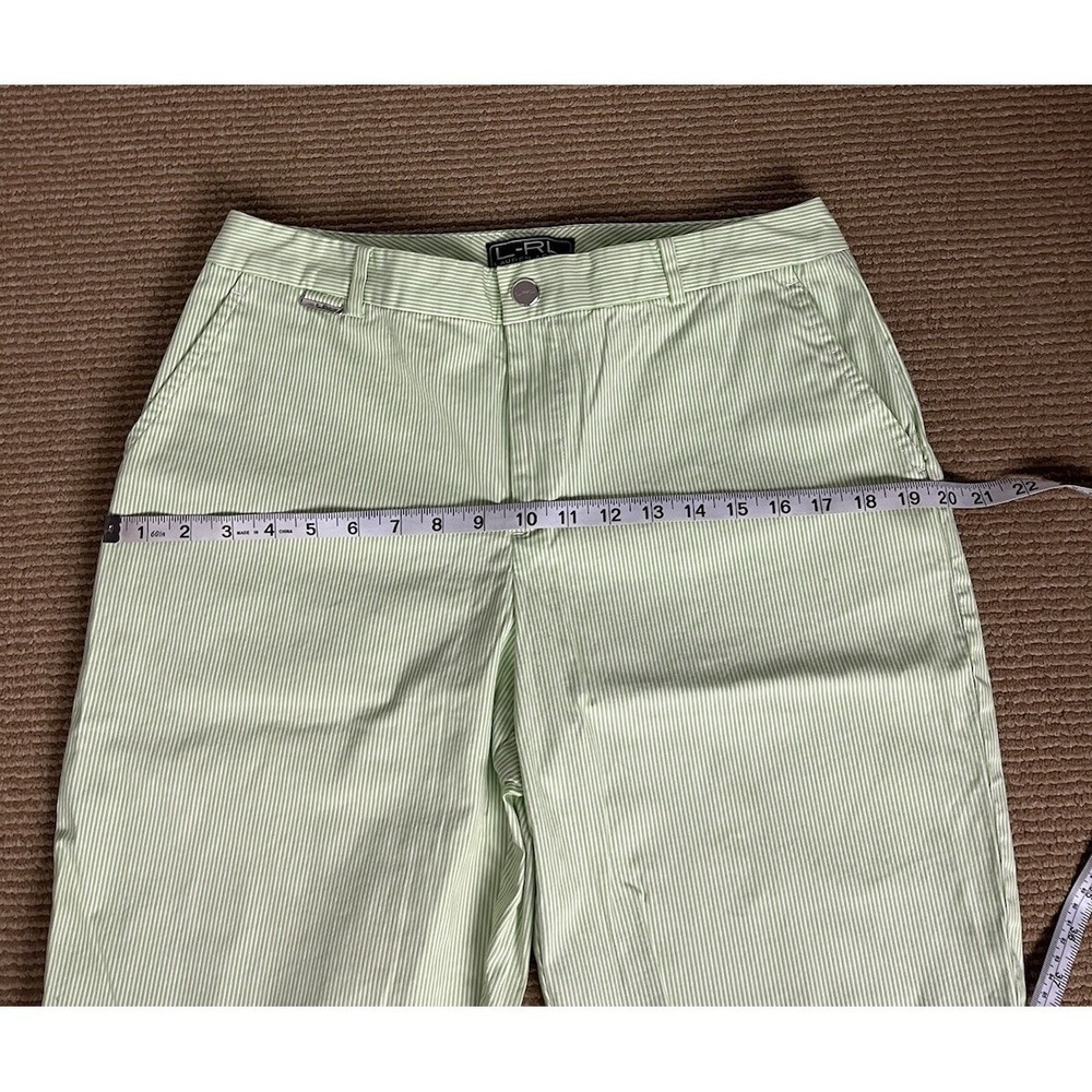 Ralph Lauren LRL Active Shorts Womens 10 Chino Green Striped Cotton Outdoor - Picture 8 of 10